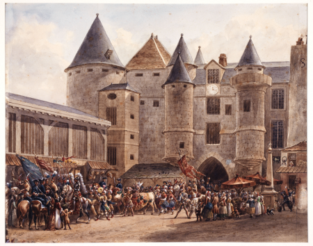 Le bœuf gras devant le Grand Châtelet, un jour de Carnaval. D.49, Auguste Sébastien Bénard, Entre 1801 et 1900