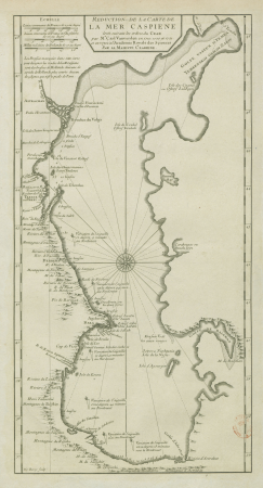 Reduction of the map of the Caspian Sea drawn up according to the orders of the Czar / By Mr. Carl Vanderven in 1710, 1720 and 1721 and sent to the Royal Academy of Sciences By his Czar Majesty; De Berey sculp., Claude Auguste Berey