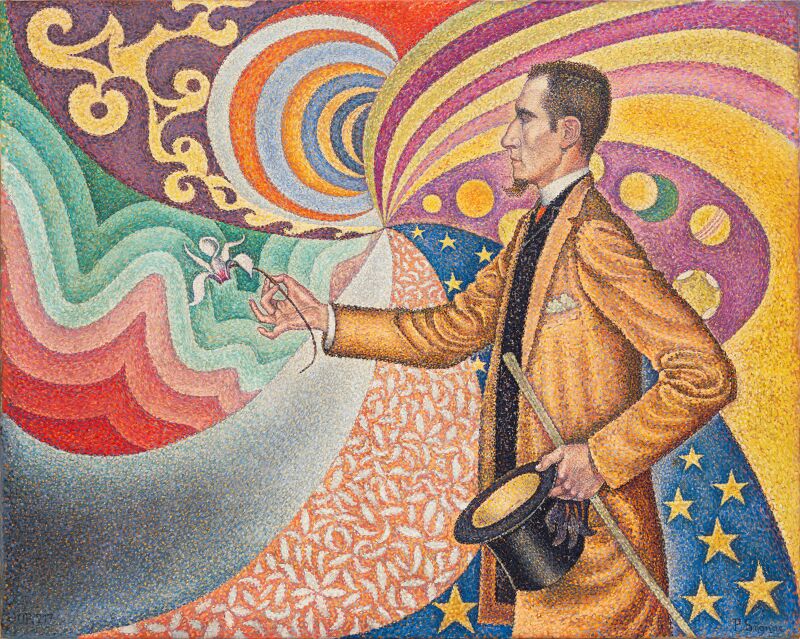 Opus 217. Against the Enamel of a Background Rhythmic with Beats and Angles, Tones, and Tints, Portrait of M. Félix Fénéon in 1890, Paul Signac