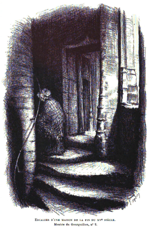 Staircase of a house from the end of the 15th century, Gourguillon climb to no. 2, 1901