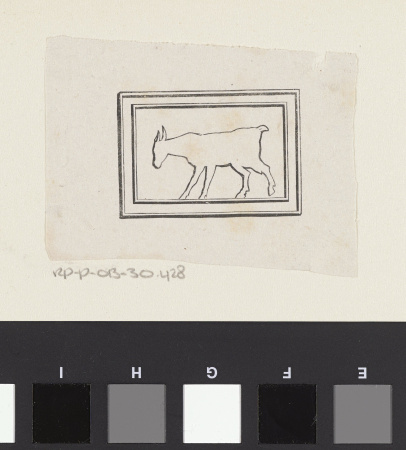 Vignet met de contour van een bok, RP-P-OB-30.428, Isaac Weissenbruch, between 1836 and 1912