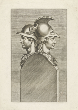 Herme with busts of Mercurius and Minerva, Cornelis Galle the Elder, between 1610 and 1650