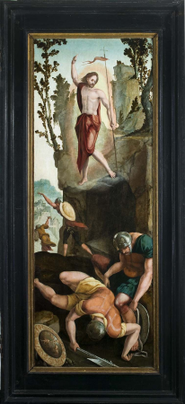 Triptych with Crucifixion with multiple figures, Jan van Scorel, between 1530 and 1539