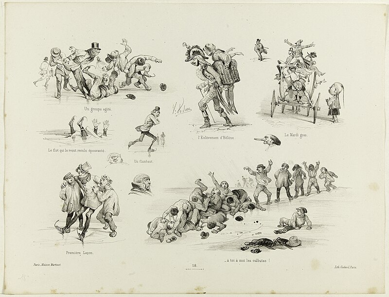Un groupe agité. Le flot qui le reçut recule épouvanté. Un flambant. L'enlèvement d'Hélène. Le mardi gras. Pre, G.9206 (2 of 3), Victor Adam, En 1855
