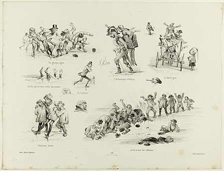 Un groupe agité. Le flot qui le reçut recule épouvanté. Un flambant. L'enlèvement d'Hélène. Le mardi gras. Pre, G.9206 (2 of 3), Victor Adam, En 1855