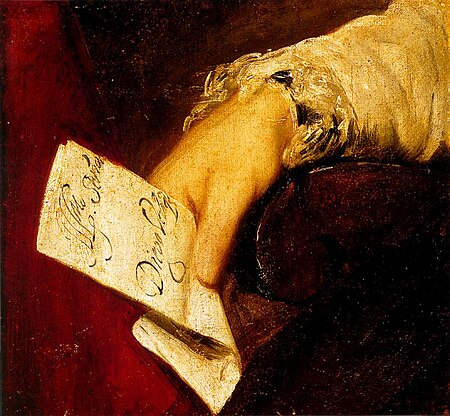 Fragment of a portrait of Archbishop Don Fernando Valdés with the hand and signature of the painter, Diego Velázquez, 1630