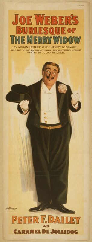 Joe Weber's burlesque of The merry widow by arrangement with Henry W. Savage ; original music by Franz Lehar ; book by Geo. V. Hobart ; staged by Julian Mitchell. LCCN2014635767, 1908