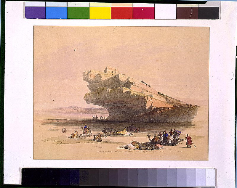 Approach to Petra an ancient watch tower commanding the Valley of El Ghor Feb. 5th 1839 LCCN2002717538, David Roberts, 1844