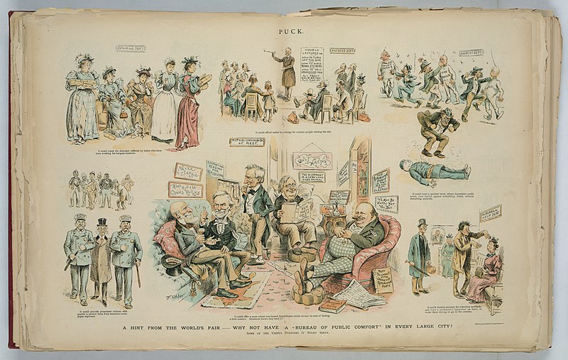 A hint from the world's fair - why not have a "bureau of public comfort" in every large city? - F. Opper. LCCN2012648779, Frederick Burr Opper, 1893
