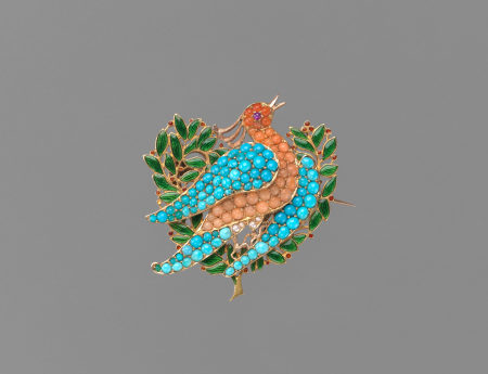 Brooch in the form of a dove on an olive branch, Edward Burne-Jones, circa 1895
