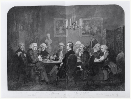 A literary party at Sir Joshua Reynolds's by Owen Bailey, Joshua Reynolds, 1851