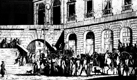 Départ d'un charrette de condamnés