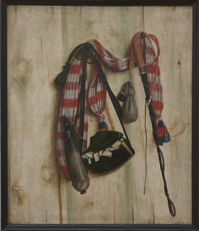 Trompe l'Oeil with Riding Whip and Letter Bag, Cornelis Norbertus Gijsbrechts, 1672