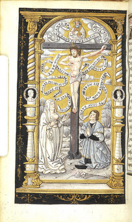 Crucifixion, miniature from a book of hours used in Rome., Étienne Colaud, circa 1520
