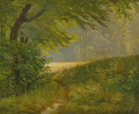 A forest path in the summer., Anders Andersen-Lundby, 1878