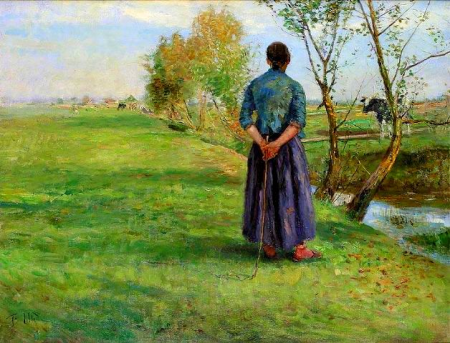 Autumn (Shepherdness on Dachau Heath), Fritz von Uhde, 1890