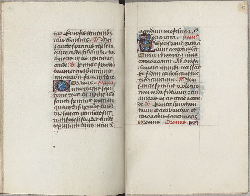 Trivulzio Book of Hours - KW SMC 1 - folios 047v (left) and 048r (right), Simon Marmion, circa 1470