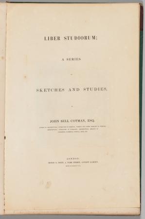 Liber Studiorum: Title Page, John Sell Cotman, 1838