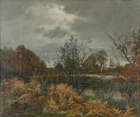 Autumn view with a bog., Thorvald Niss, 1881