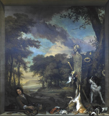 Landscape with a Huntsmen and Dead Game (Allegory of the Sense of Smell), Jan Weenix, 1697