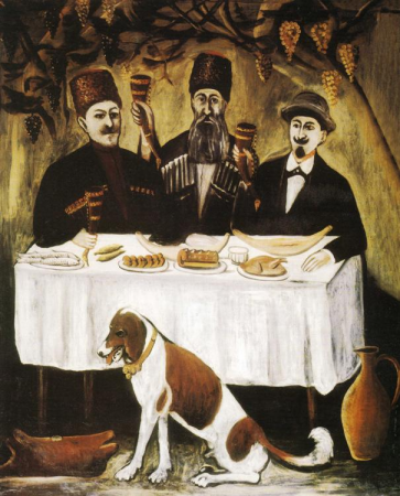 Feast in the Grape Pergola or Feast of Three Noblemen, Niko Pirosmani, 1905