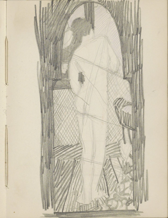 Achterzijde van een staande naakte vrouw, RP-T-1994-156-38(R), Reijer Stolk, between 1906 and 1945