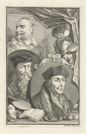 Portretten van Desiderius Erasmus, David Jorisz en Jan Snellinck, RP-P-1907-397, 1729