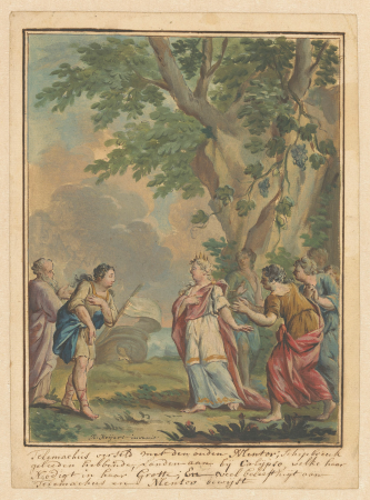 Telemachus en Mentor komen aan bij de nimf Calypso Telemachus-reeks (serietitel), RP-T-1996-100, between 1719 and 1775