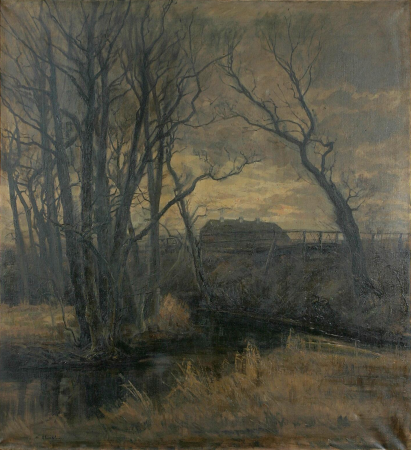 By a moat in the twilight., August Lundstein, between 1904 and 1926