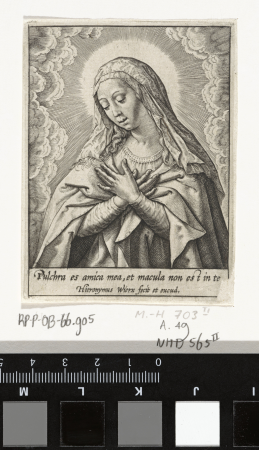 Maagd Maria, RP-P-OB-66.905, Hieronymus Wierix, 1563 - voor 1619