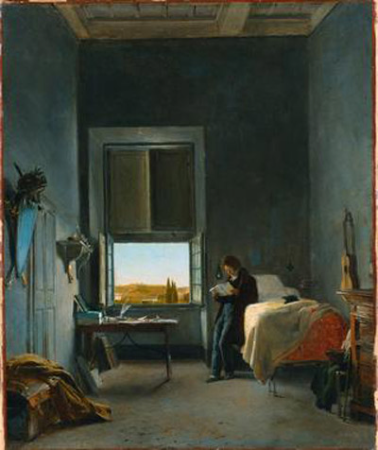 Self-portrait of Léon Cogniet in his studio at the Villa Medici, Rome., Léon Cogniet, 1817