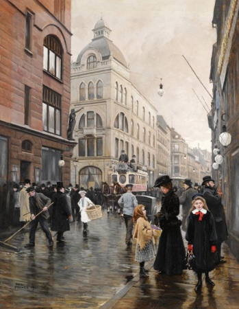Paul Gustave Fischer - View of Stroget, Copenhagen