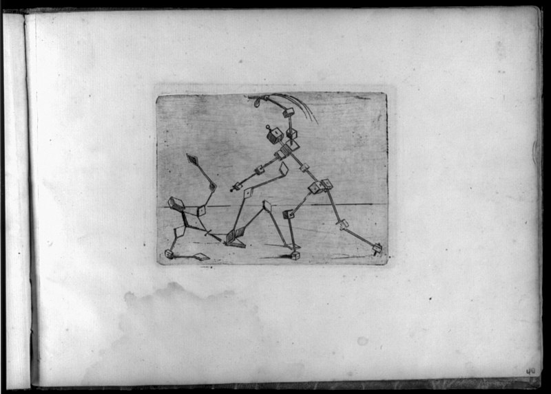 Composite figures in cubist and surrealistic style composed of materials such as chain links, tubes, sieves and tennis racquets LCCN2005680720, 1624