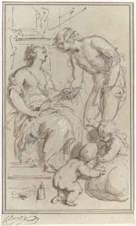 Allegorie op de zijdehandel, RP-T-1905-197(R), Jacob de Wit, 1738