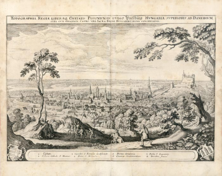 Bratislava (Posonium) by Matthaus Merian 1638, Matthäus Merian