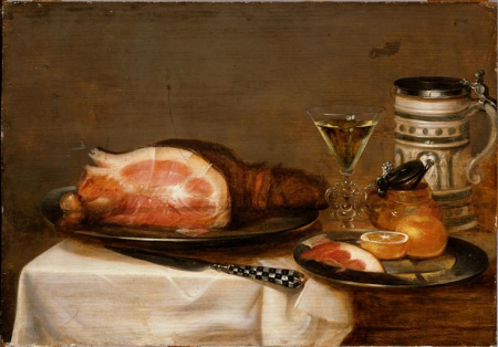Still life with bacon, Jacob van Es, between 1617 and 1666