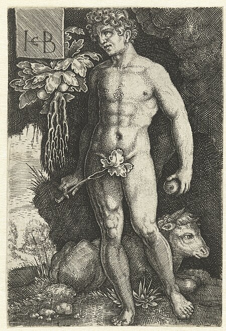 Adam met een appel, RP-P-OB-10.953, Jacob Binck, between 1524 and 1569