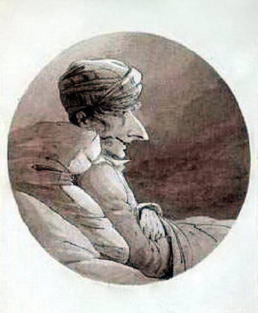 JB Isabey portrait de Pierre-Luc-Charles Ciceri-caricature encre et lavis, Jean-Baptiste Isabey, before 1855