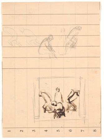 Two composition drafts for the painting "Christ writing in the sand", 1908, Niels Larsen Stevns