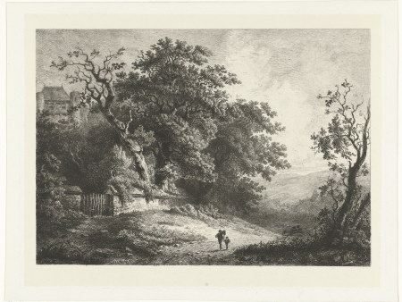 Landschap met bomen en kasteel, RP-P-OB-47.129, Constantinus Cornelis Huysmans, between 1820 and 1886