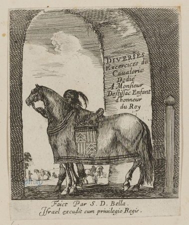 Divers exercices de cavalerie, Deux tambours de mousquetaires à cheval. Troisième numéro d'une suite de 19 pièces (A. de, GDUT2108, Stefano della Bella