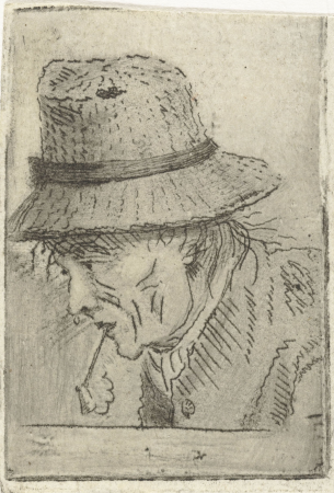 Manshoofd met hoed en pijp, RP-P-BI-5969, Louis Bernard Coclers, between 1756 and 1817