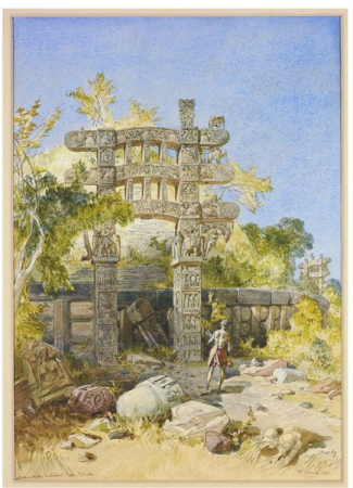 Gateway of the Buddhist Top at Sanchi, William Simpson, 1865