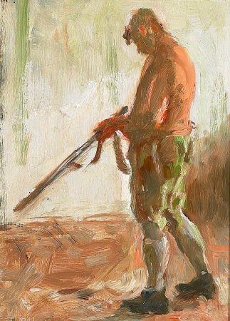 A man with a gun., Julius Paulsen, between 1878 and 1940