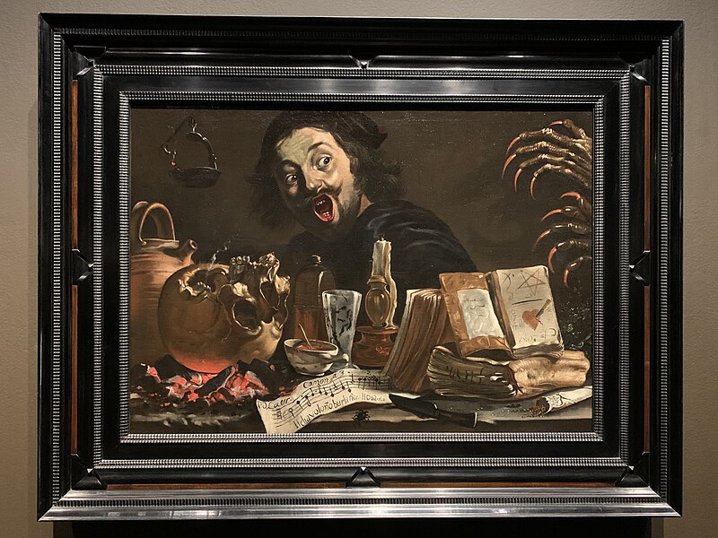 Self-Portrait with Magic Scene, Pieter van Laer, between 1635 and 1637