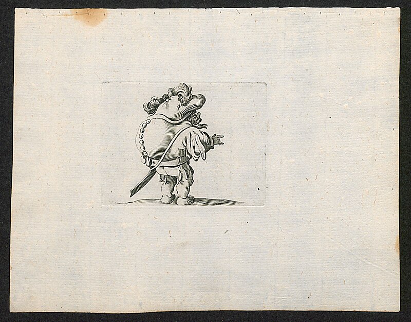 Dwarf with sword and row of buttons on his back, after 1616