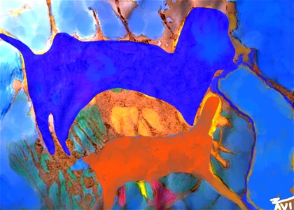 Cave art in orange.