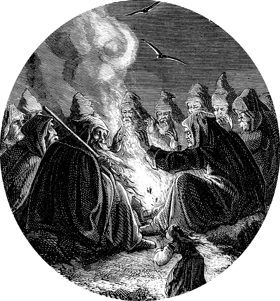Wizards around a fire circle