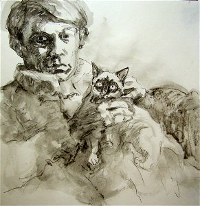 picasso y su gatito. Free illustration for personal and commercial use.