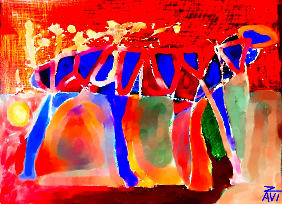 Red cave art.